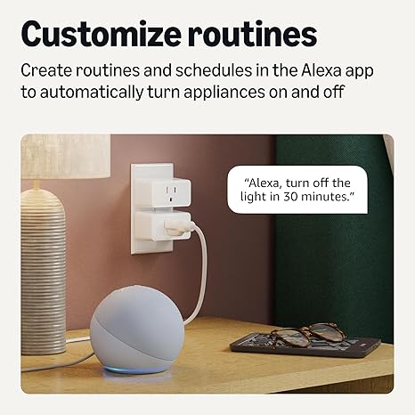 Smart Plug, Works with Alexa Only, 2.4 GHz Wi-Fi, No Hub Required, 2 Pack, White