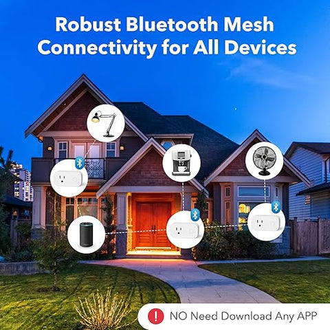 Bluetooth Smart Plug, Smart Outlet Work with Bluetooth Directly, Remote Control by App, No Hub Required, 2 Pack