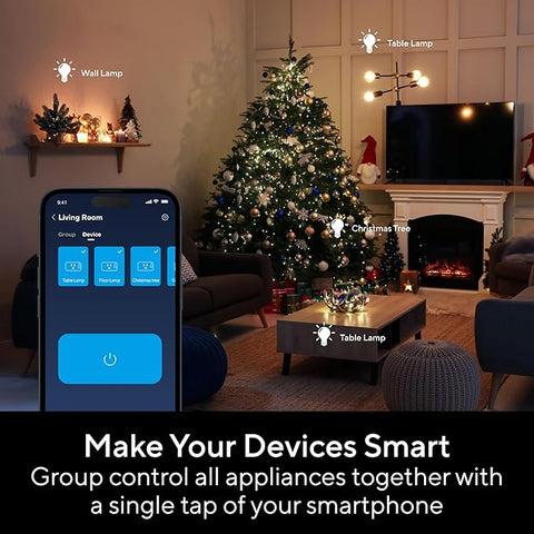 Smart Plug, Wi-Fi Mesh Outlet, 15A Ultra Efficient Smart Plug Compatible with Alexa, Google Home & IFTTT, No Hub Required, 2.4GHz Wi-Fi Only, Remote Control, ETL Certified