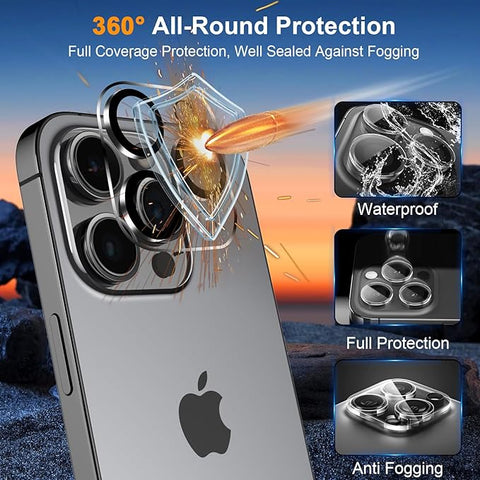 3 Pack Screen Protector for iPhone 16 Pro with 3 Pack Camera Lens Protector, 6.3 Inch HD Clear 9H Hardness Tempered Glass Film, Scratch Resistent, Easy Installation, Bubbles Free