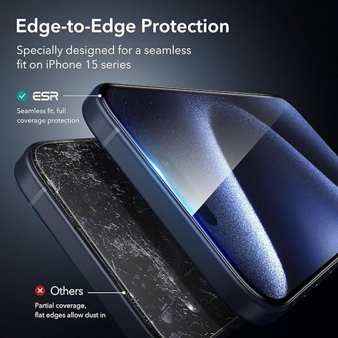 3 Pack for iPhone 15 Pro Max Screen Protector, [9H Hardness] [Military Grade Shatterproof] Full Coverage Tempered Glass Film with Easy Installation Tool, HD Clear, Scratch Resistant