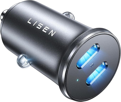 90W USB C Car Charger, 2-Port PD 45W & QC 3.0 USB C Cigarette Lighter Adapter for iPhone 16 [All Metal & Mini] USB C Car Charger Fast Charging for iPhone 16/15/14/13 Pro, Galaxy S25/S24, iPad