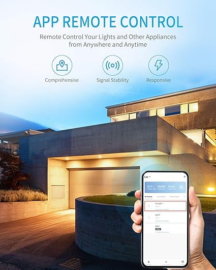 Outdoor WiFi Outlet, Outdoor Plug with 3 Ground Outlets, Compatible with Amazon Alexa, Google Assistant, Remote Control Outdoor Light Timer Outlet Waterproof, FCC Certified