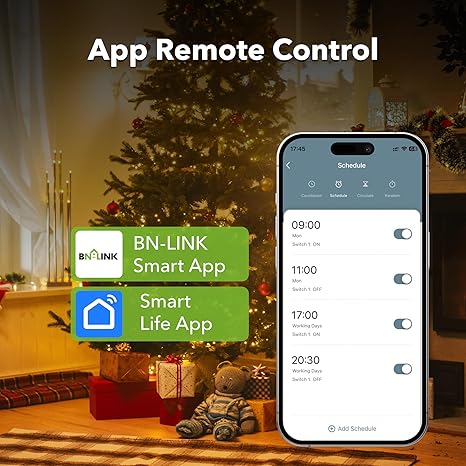 BN-LINK WiFi Heavy Duty Smart Plug Outlet, No Hub Required with Timer Function, White, Compatible with Alexa and Google Assistant, 2.4 Ghz Network Only (2 Pack)