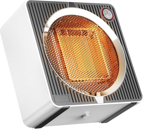 Small Space Heater, Low Watt Portable Electric Heaters for Indoor Use On Desk, PTC Ceramic Saving Mini Desk Heater, Overheating & Tip-Over Protection Personal Heater for Desktop Office Home Gift White