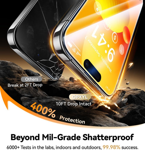Unbreakable 9H+ Glass for iPhone 15 Pro Max Screen Protector [Military Grade Shatterproof][Full Coverage Protection] HD Screen Protector 15 Pro Max Longest Durable Tempered Glass, 2 Packs