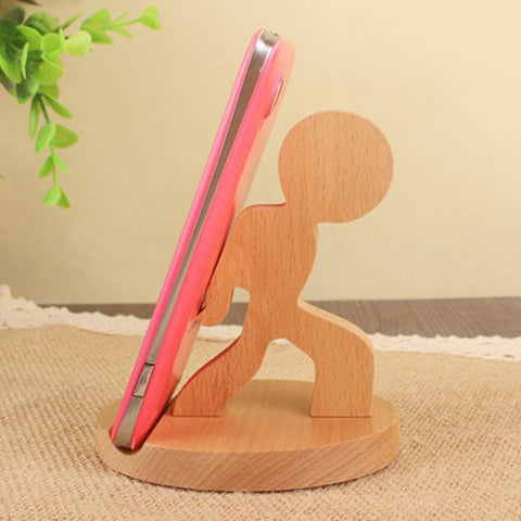 Creative  Mobile Phone Toma Back With Coin Beech Wood Lazy Phone Holder Custom Lettering -car charger