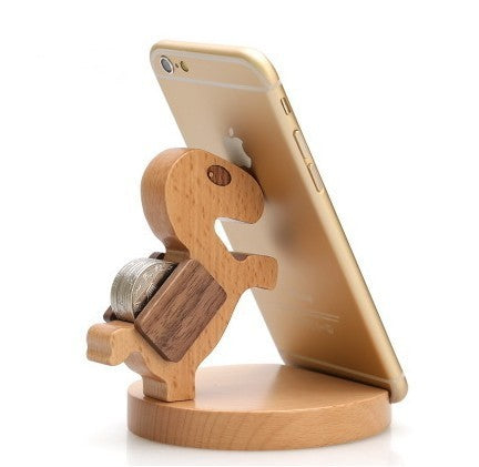 Creative  Mobile Phone Toma Back With Coin Beech Wood Lazy Phone Holder Custom Lettering -car charger