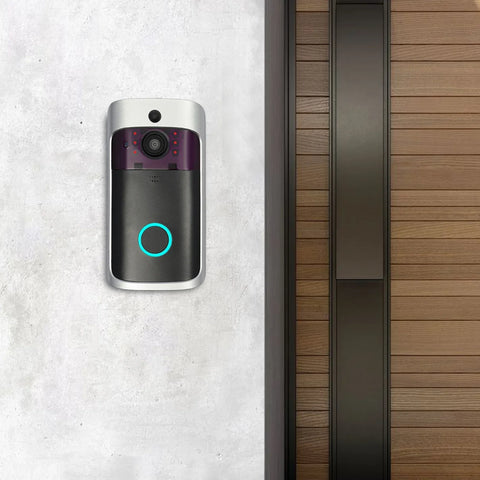 Silver Black Portable V5 WiFi Night Vision Video Doorbell, USB Charging Door Hardware W One-way Visibility & Auto Sensor Feature