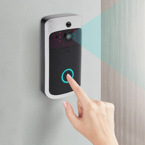 Silver Black Portable V5 WiFi Night Vision Video Doorbell, USB Charging Door Hardware W One-way Visibility & Auto Sensor Feature