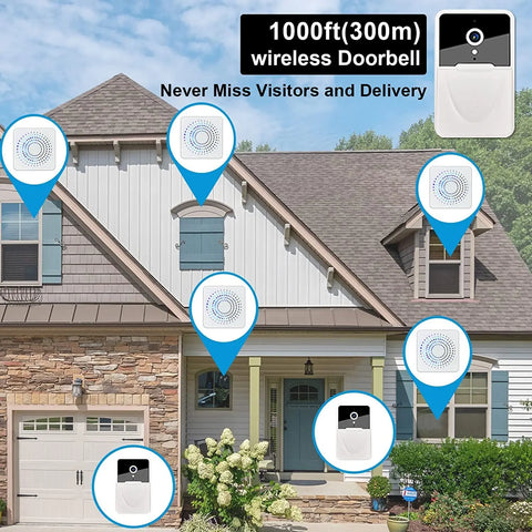 Doorbell Smart Home Door Bell Wireless Rechargeable Battery Outdoor HD Camera Two Way Audio Visual phone monitoring Doorbell