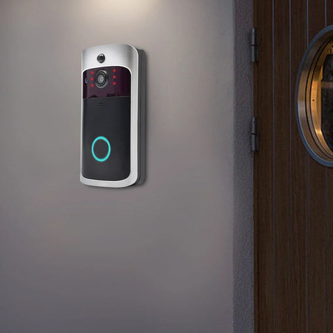 Silver Black Portable V5 WiFi Night Vision Video Doorbell, USB Charging Door Hardware W One-way Visibility & Auto Sensor Feature