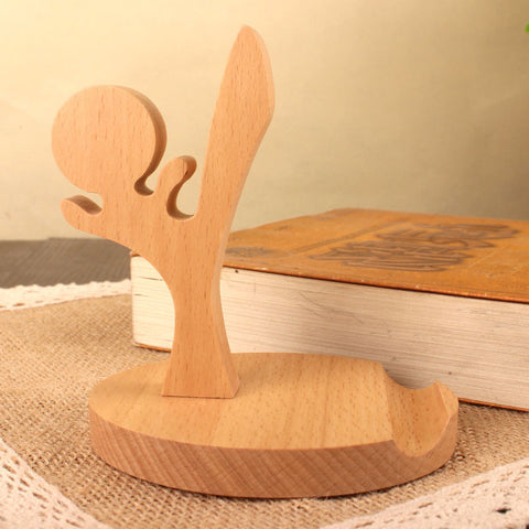 Creative  Mobile Phone Toma Back With Coin Beech Wood Lazy Phone Holder Custom Lettering -car charger