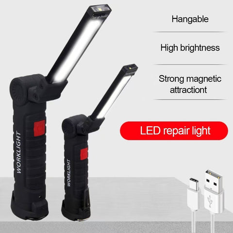 Rechargeable LED Work Light - 360 Degree Rotating Magnetic Base, Handheld Portable Light For Car Maintenance, Mechanical Work, Camping, Emergency - 5 Light Modes -smartlight