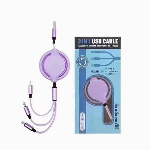 Three-in-one Mobile Phone Data Cable, Free Switching Of Interfaces, Multi-device Charging Is Super Convenient. -Chargers