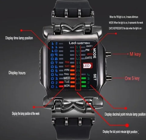 Luxury Men's Watch LED Sports Date Digital Bracelet Waterproof Quartz Wristwatch -watch