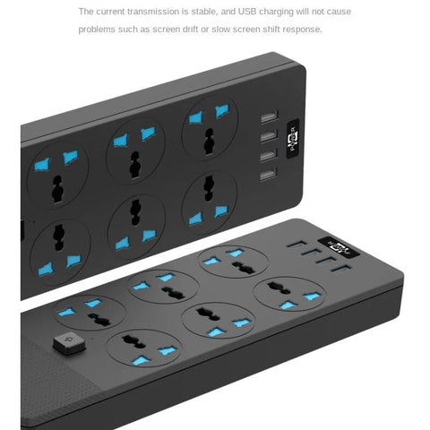 2024New T12 Power Strip Multifunctional High Power 3000W US Plug Smart Power Socket Adapter With 4 USB Port For Car Electronics
