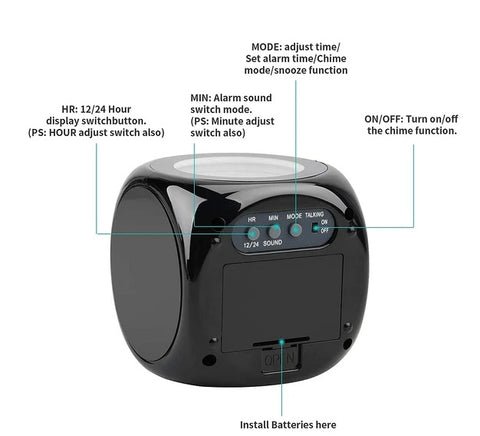 LED Projection Alarm Clock Digital LCD Display Voice Talking Weather Snooze USB -watch