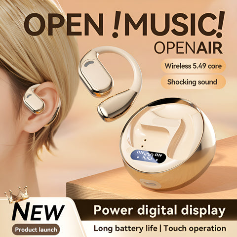 Fall Open-Ear Wireless Bluetooth Earphones – Lightweight, Noise Cancelling Stereo Earbuds with Charging Case for Sports, Gaming, Calling & Business