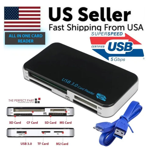 USB 3.0 Memory Card Reader Adapter 5GBPS Fit For CF  TF  SD Micro SD XD M2 MS Card -usb hub