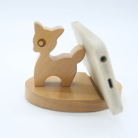 Creative  Mobile Phone Toma Back With Coin Beech Wood Lazy Phone Holder Custom Lettering -car charger