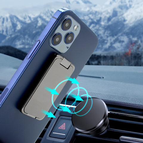 Foldable Mobile Phone Holder Ring Buckle Retractable Desktop CellPhone Stand Car Magnetic Bracket Office Accessories -car charger