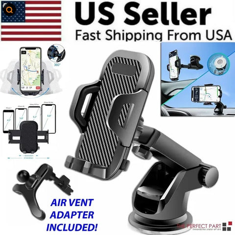 360Universal Mount Holder Car Stand Windshield For Mobile Cell Phone GPS -car charger